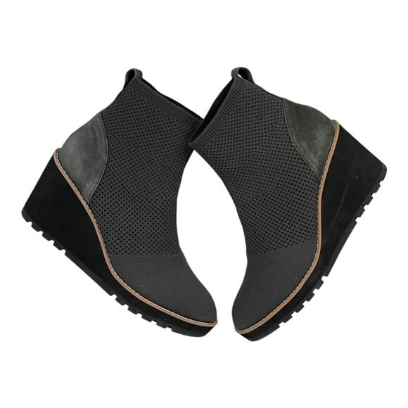 EILEEN FISHER | Dark Gray Pull On Stretch Quill Street Bootie 9 - Picture 5 of 9